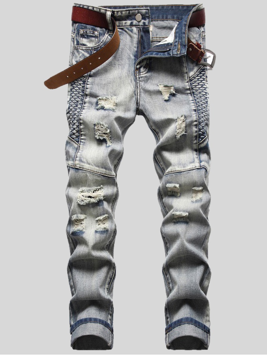 

LW Men Mid Waist Ripped Jeans (No Stretch), Grey