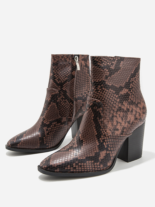 

LW Cobra Print Zipper Design Booties