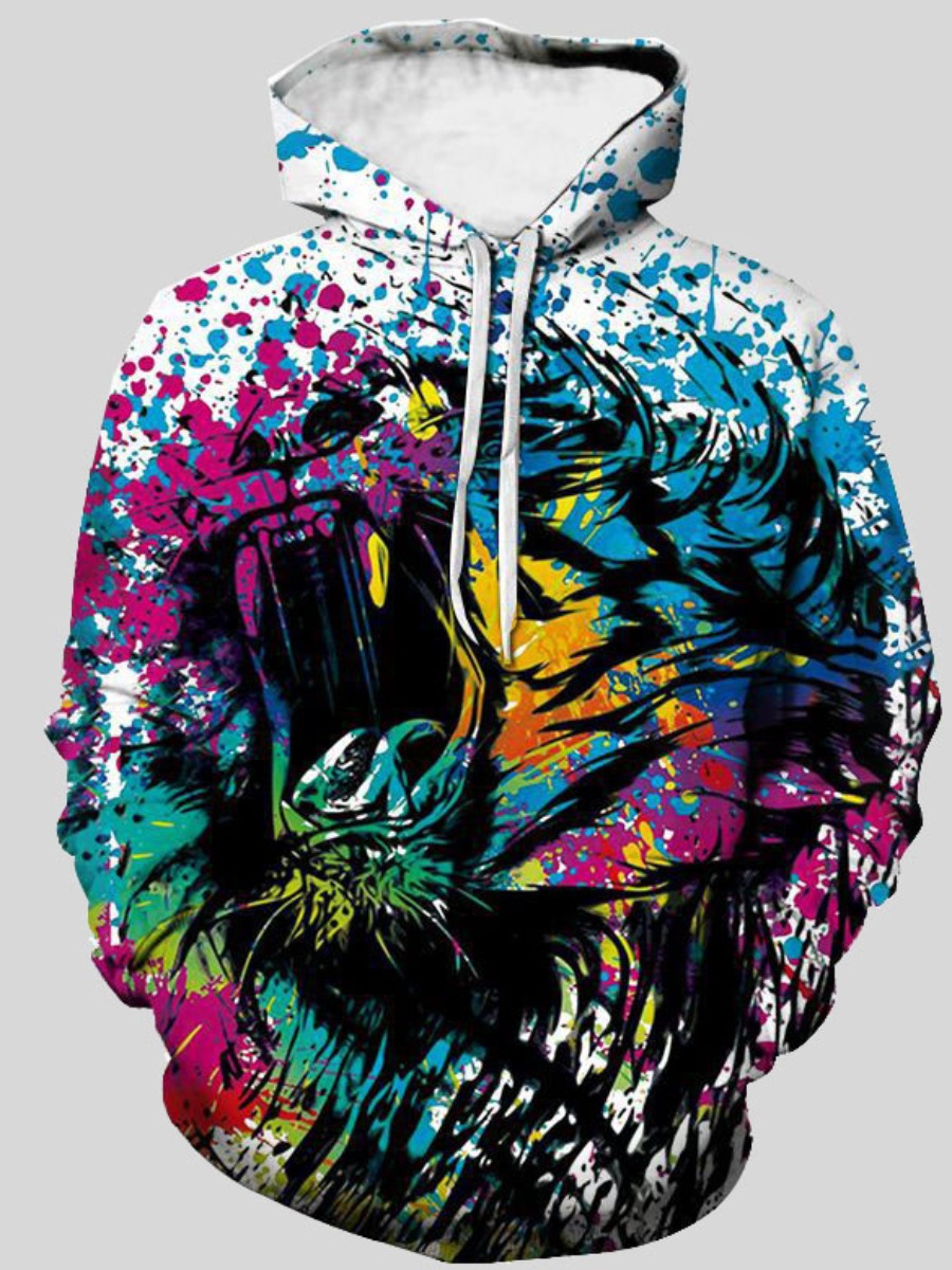 

LW Men Splash-ink Design Oversized Hoodie, Multi