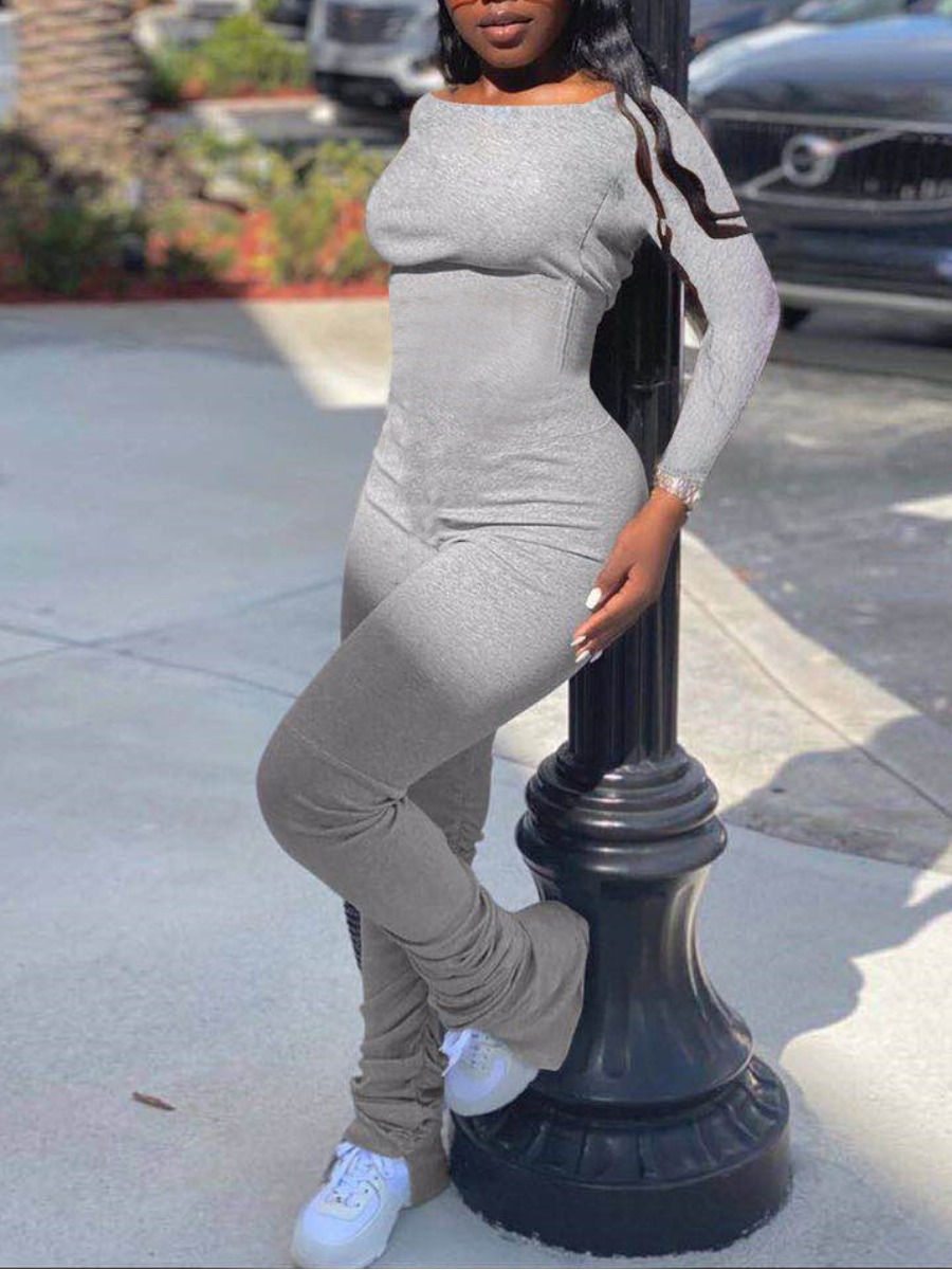 

LW Stacked Basic Skinny Jumpsuit, Grey
