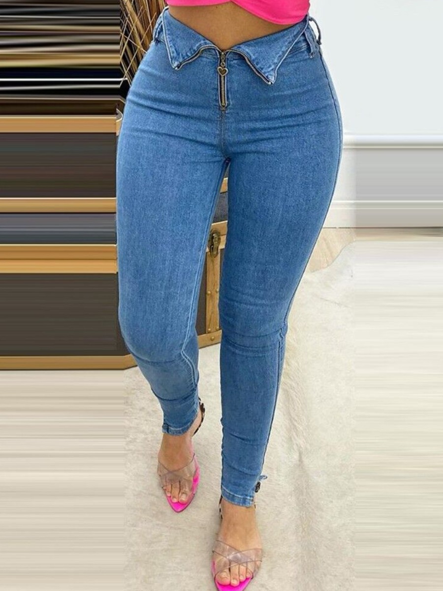 

LW High-waisted Basic Skinny Jeans, Blue