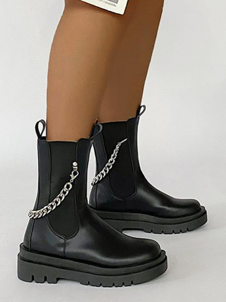 

LW Chain Decoration Booties, Black
