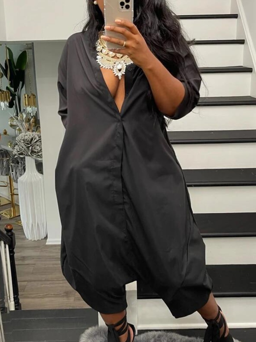 

LW Button Design Harlan Jumpsuit, Black