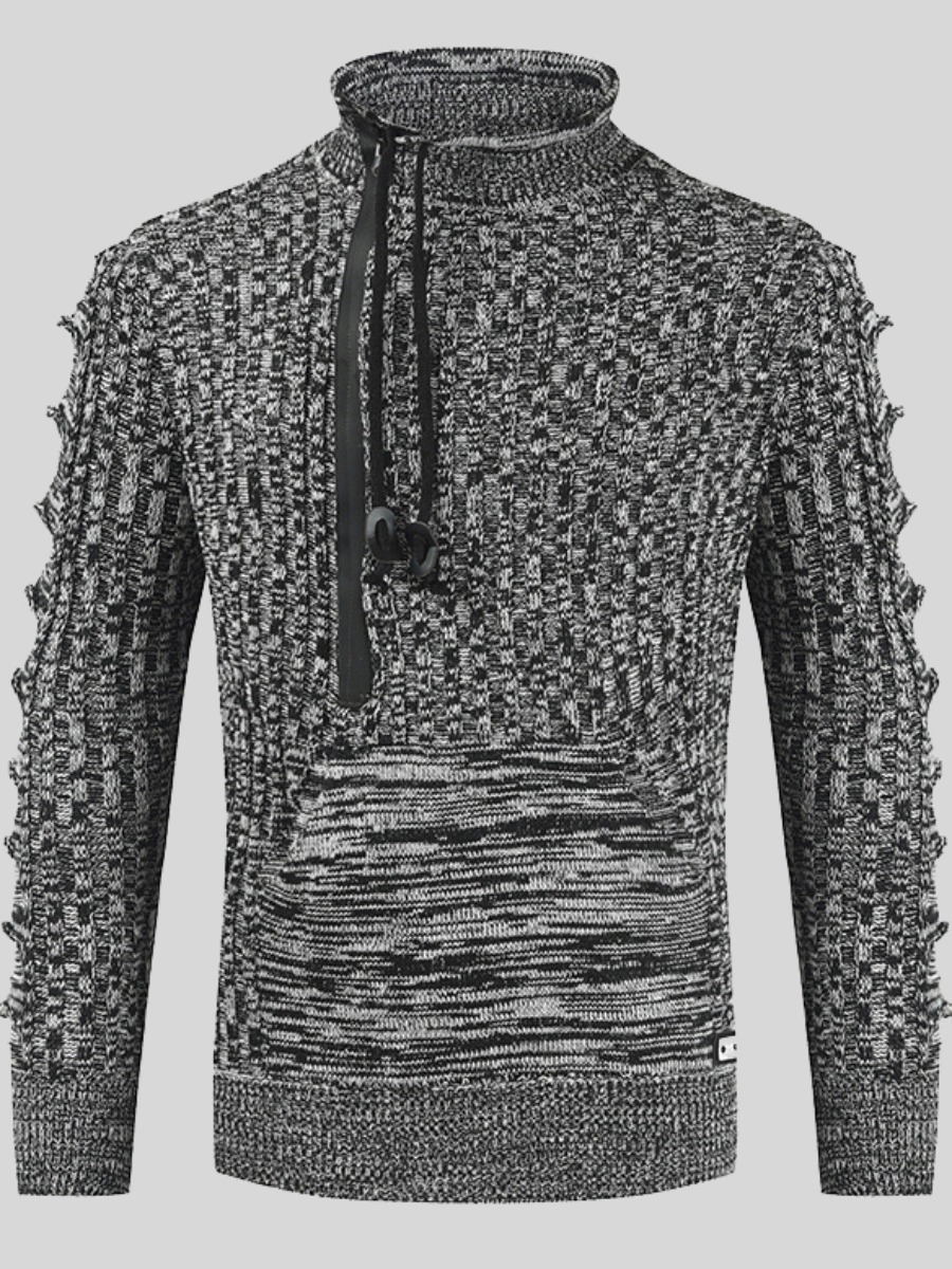 

LW Men Half A Turtleneck Drawstring Sweater, Dark grey