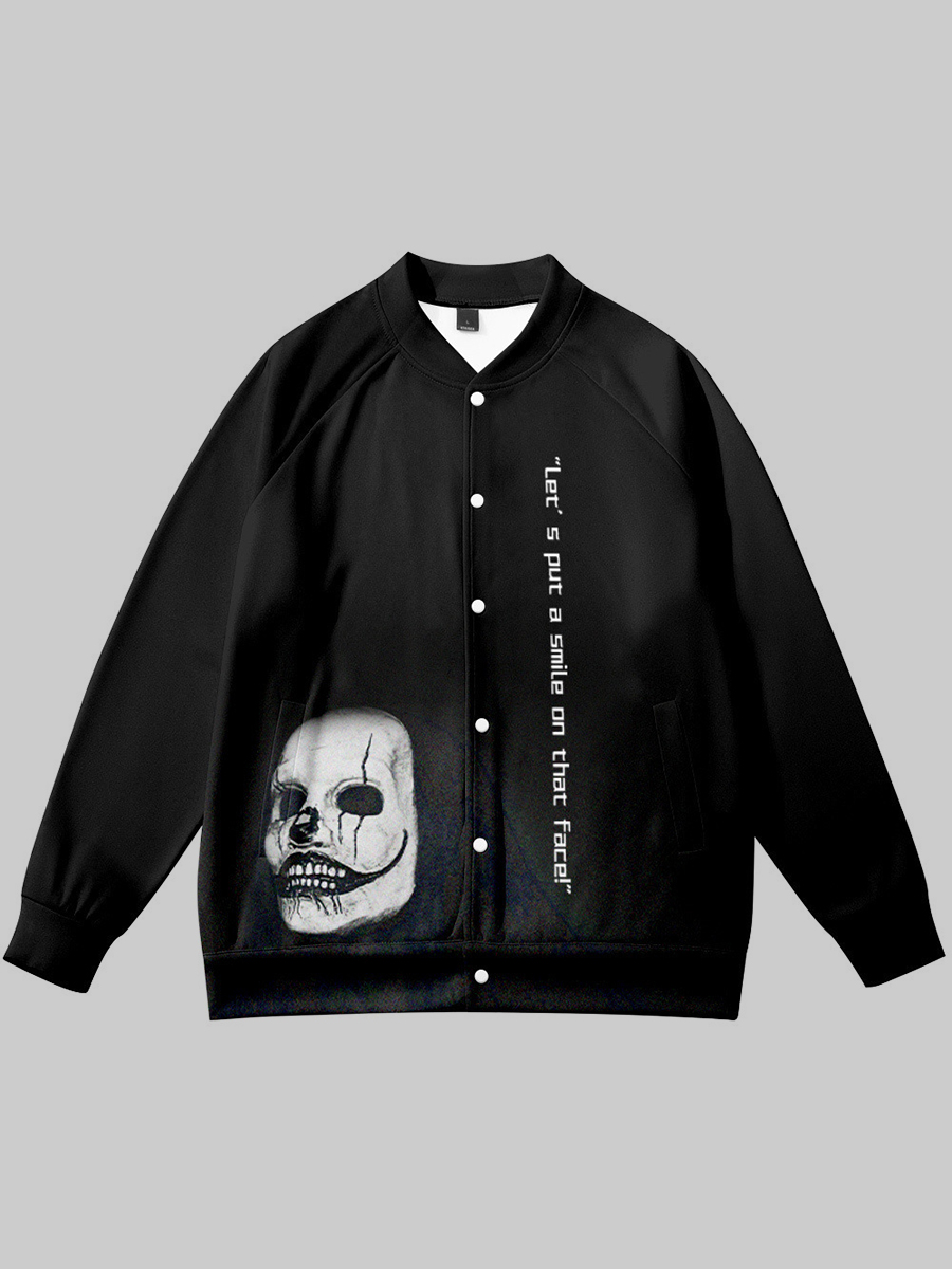 

LW BASICS Men Polyester Skull Head Print Loose Jacket, Black