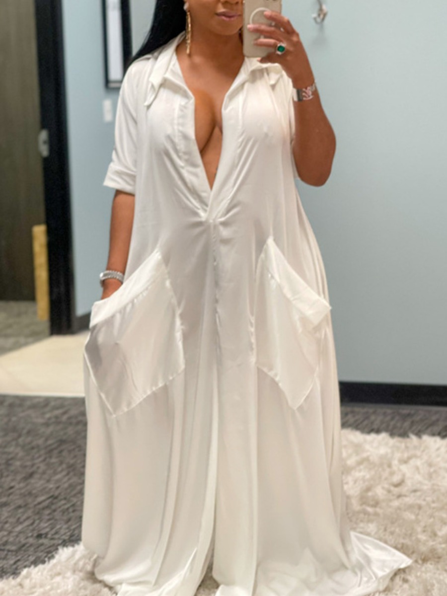 

LW Pocket Design Wide Leg Jumpsuit (Without Belt), White