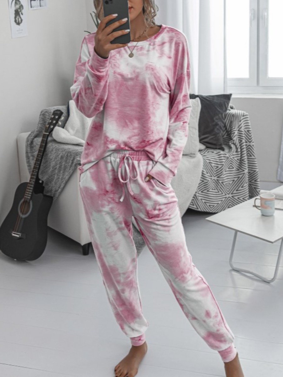 

LW Tie-dye Drawstring Pants Set, Pink