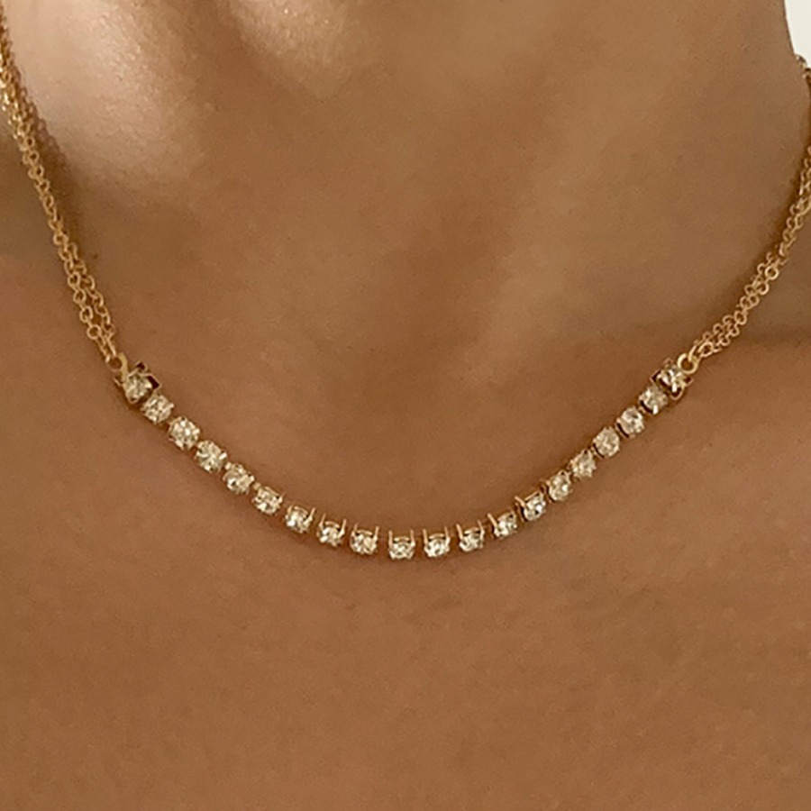 

LW Simple Rhinestone Necklace, Gold