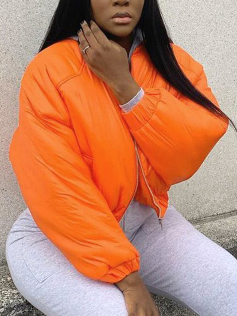 

LW Zipper Design Short Parka, Orange