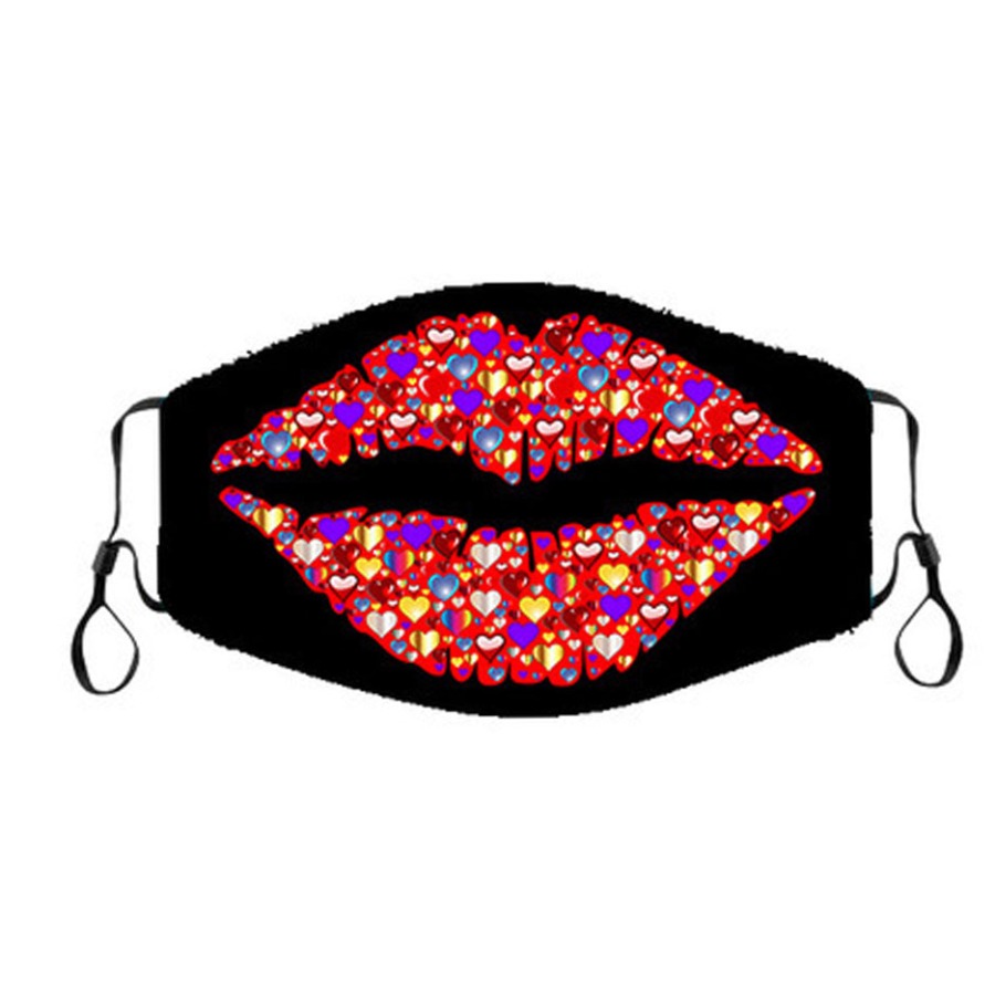 

LW COTTON Lip Print Face Mask, Black