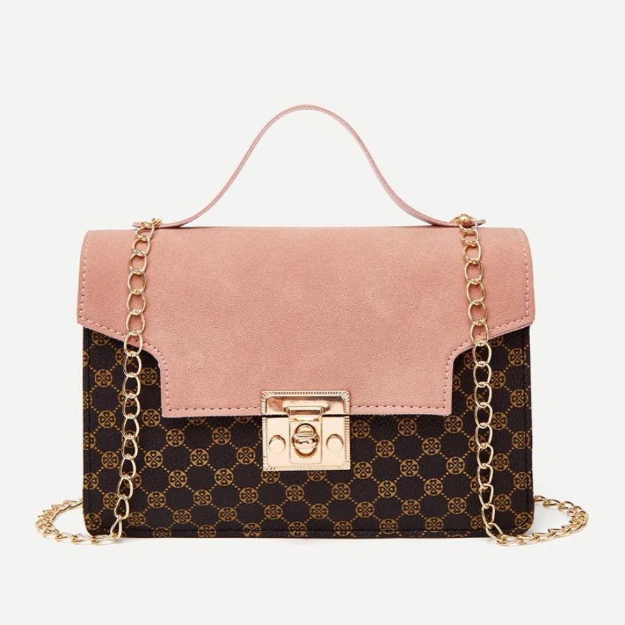 

LW Plaid Patchwork Crossbody Bag, Pink