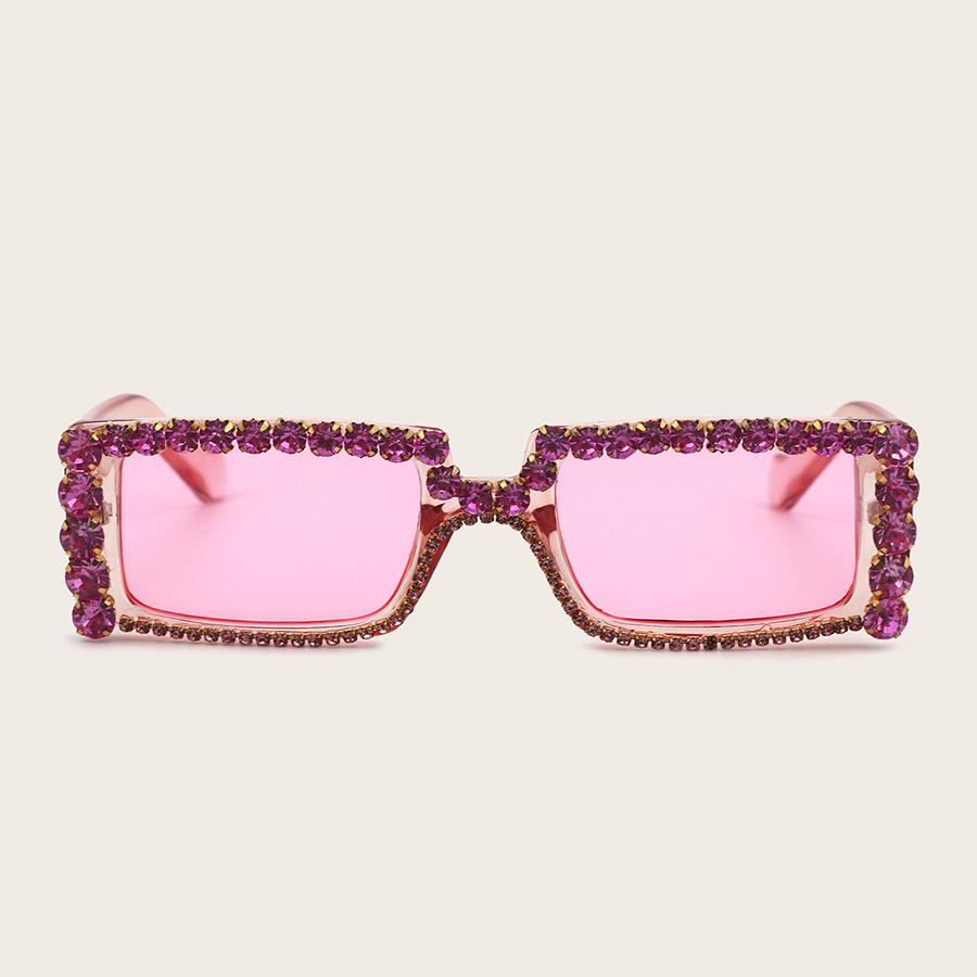 

LW Rectangular Crystal Sunglasses, Pink