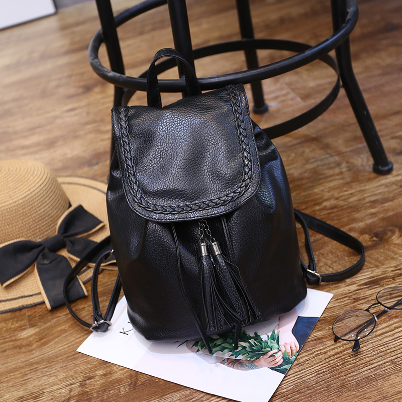 

LW Tassel Design Backpack, Black