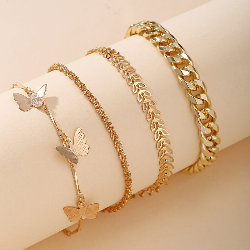 

LW Multilayer Butterfly Decor Anklet, Gold