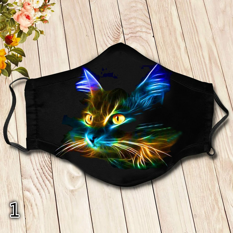 

LW COTTON Cat Print Face Mask, Multi