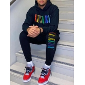 LW Men Hooded Collar Letter Print Pants Set