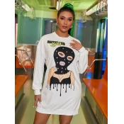 LW Masked Face Letter Print Sweater Dress
