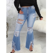 LW Plus Size Ripped Tassel Design Jeans