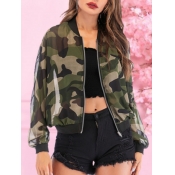LW Camo Print Zipper Design Jacket
