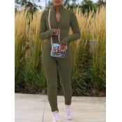 LW Sportswear Zipper Design Skinny Army Green One-