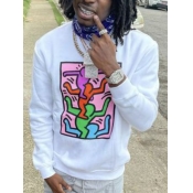 LW Men Round Neck Cartoon Print Sweatshirt