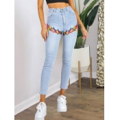 LW High Stretchy Ripped Bandage Design Jeans