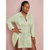 LW Plus Size Button Design Slit Shirt Dress