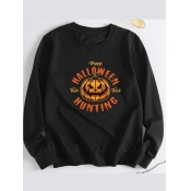 LW BASICS Letter Pumpkin Print Sweatshirt