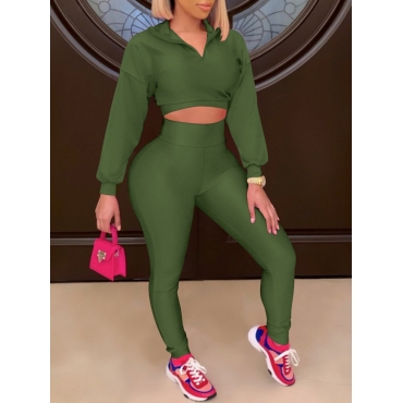 

LW High-waisted Basic Skinny Pants Set, Army green