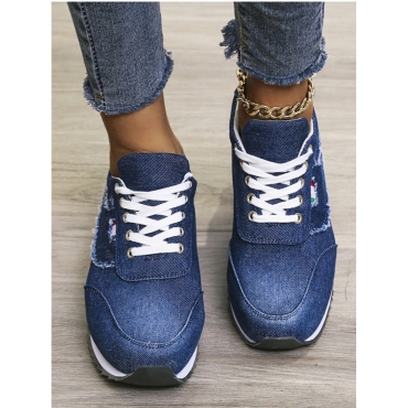 

LW Striped Raw Edge Sneakers, Deep blue