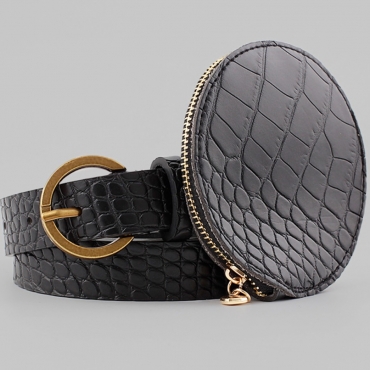 

LW Embossed Belt Design Bum Bag, Black