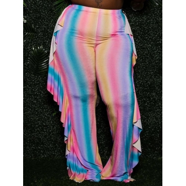 

LW Plus Size Gradient Flounce Design Pants, Multi
