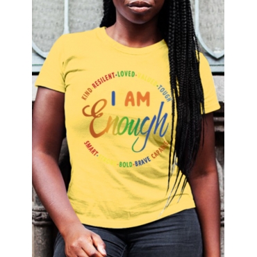 

LW Gradient Letter Print T-shirt, Yellow