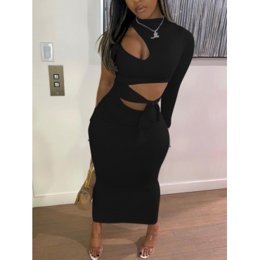 

LW SXY Bandage Hollow-out Design Bodycon Dress, Black