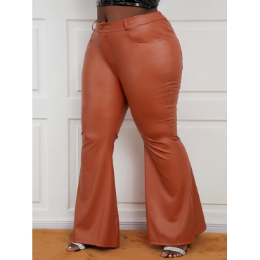 

LW Plus Size High-waisted Flared Pants, Brown