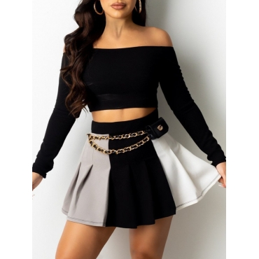

LW SXY Off The Shoulder Flounce Design Skirt Set (Without Bag), Black