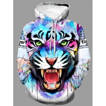 

LW Men Animal Print Oversized Hoodie, Multi