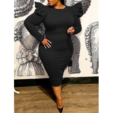 

LW Plus Size Puff Sleeve Bodycon Dress, Black