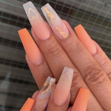 

LW 24-piece Gradient Heart Decoration Fake Nails, Orange