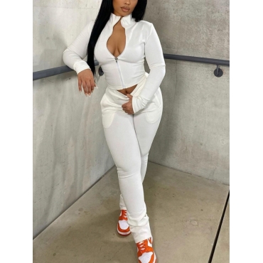 

LW Zipper Pocket Design Tracksuit Set, White