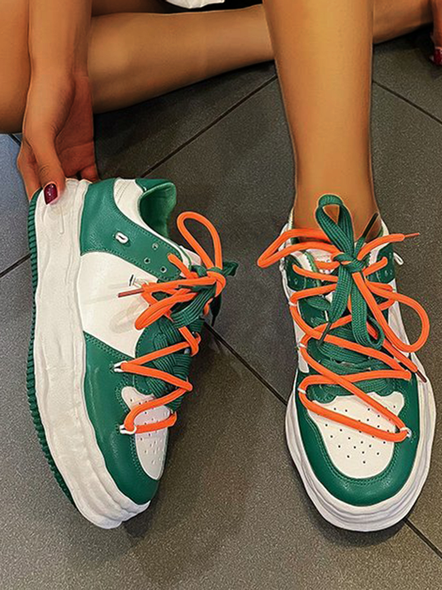 

LW Color-lump Patchwork Sneakers, Green