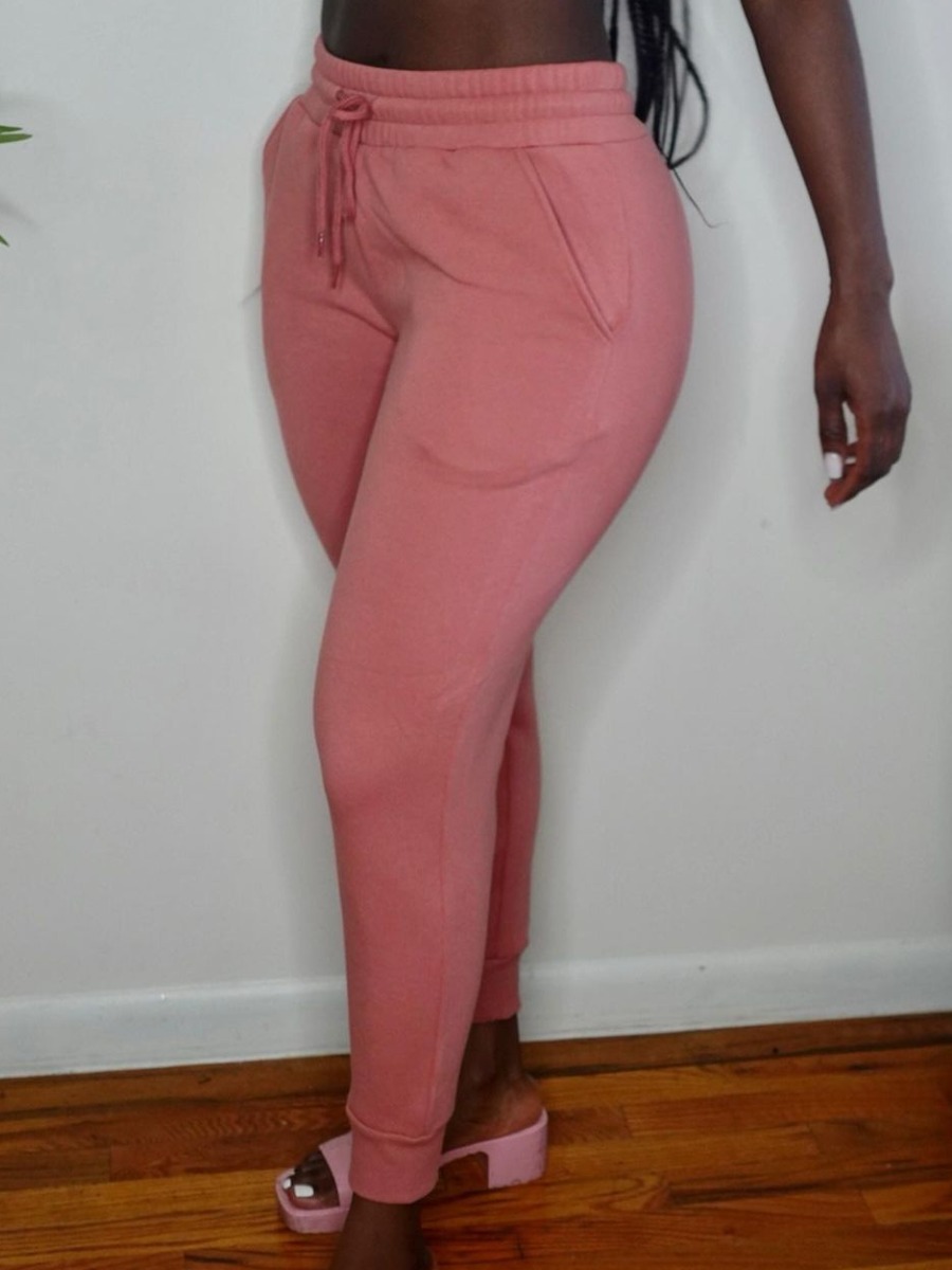 

LW BASICS Drawstring Pocket Design Pants, Pink