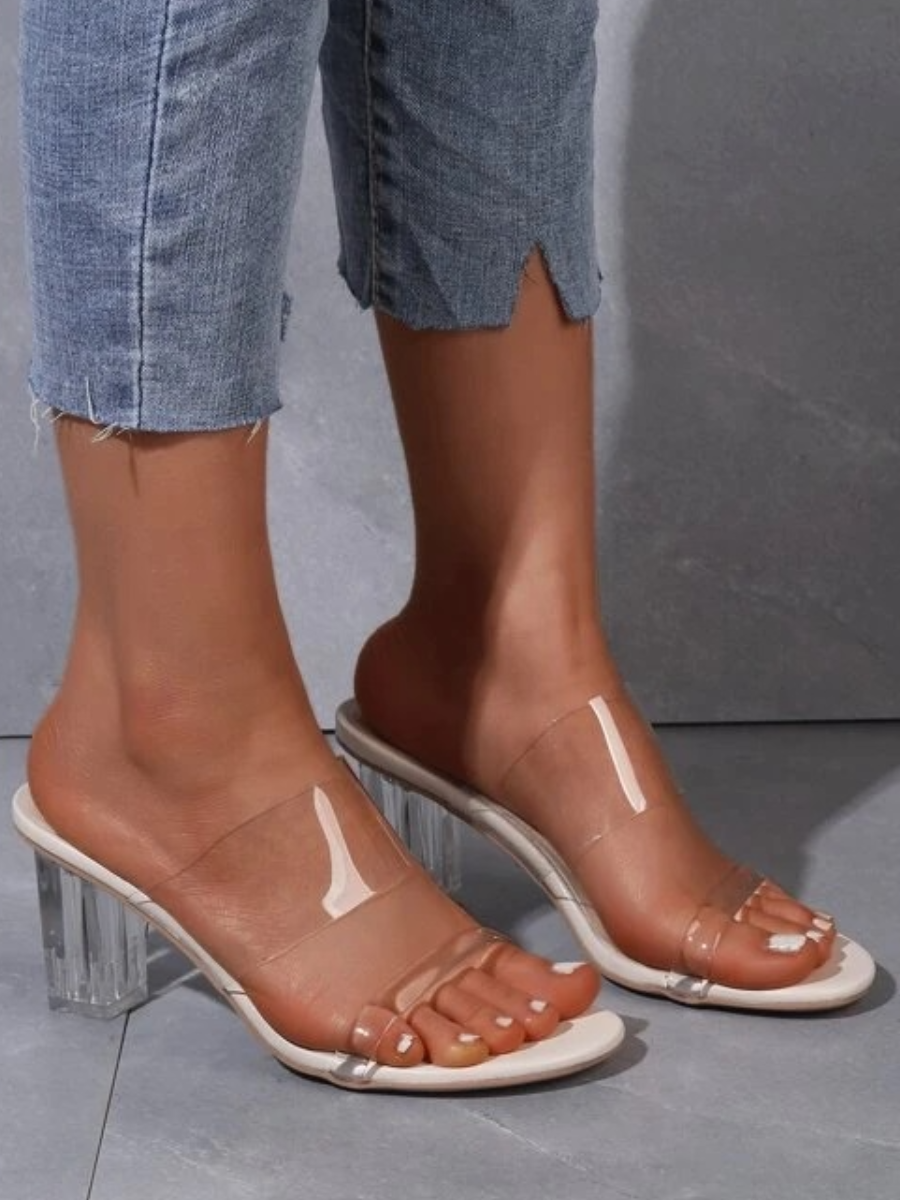 

LW See-through Strap Heels, Milk white