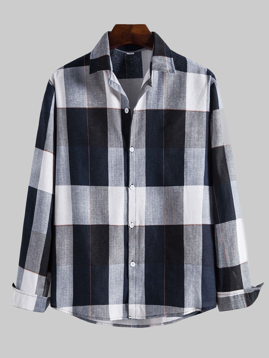 

LW BASICS Men Casual Plaid Shirt, Deep blue