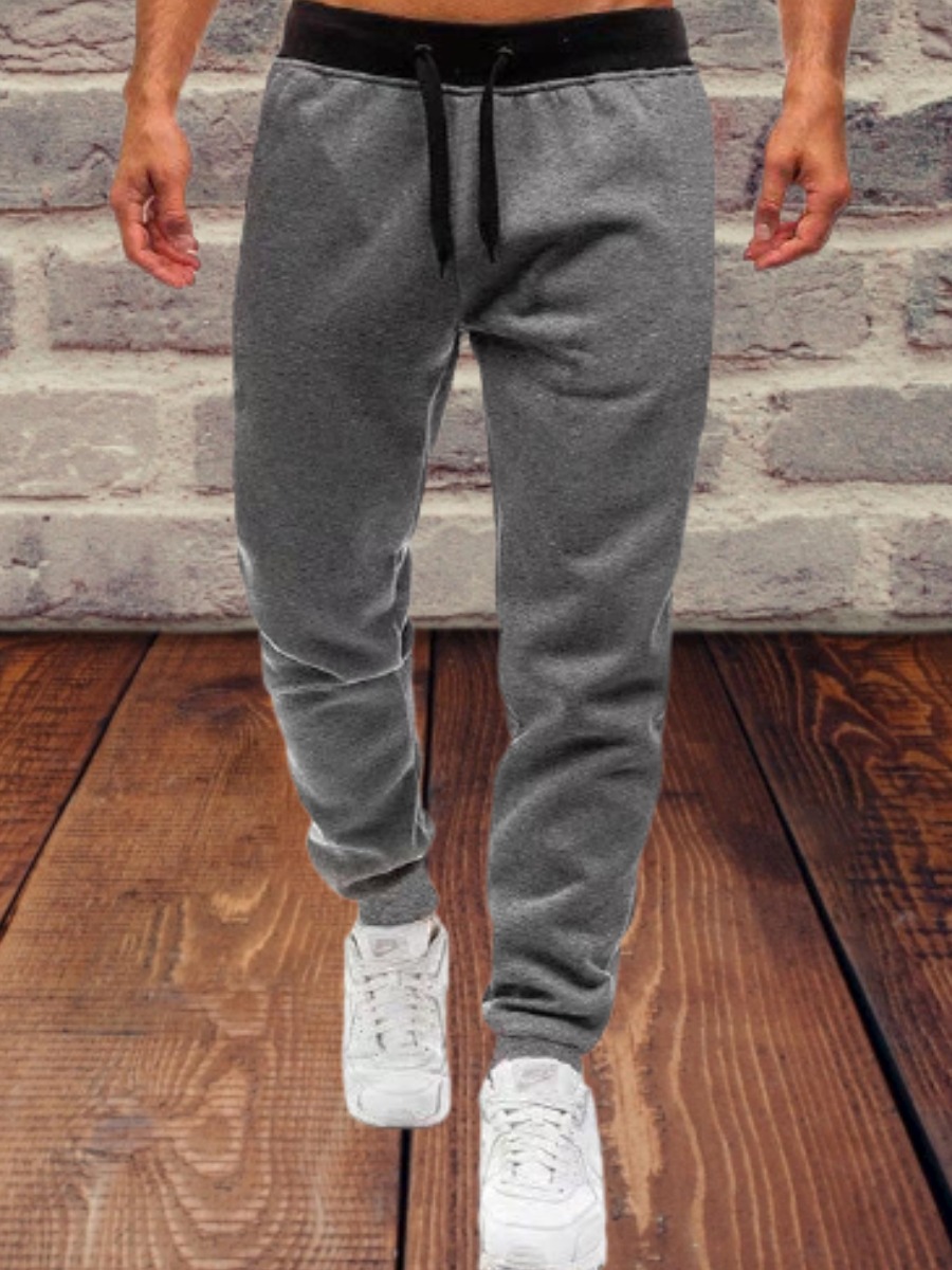 

LW Men Street Drawstring Basic Pants, Grey