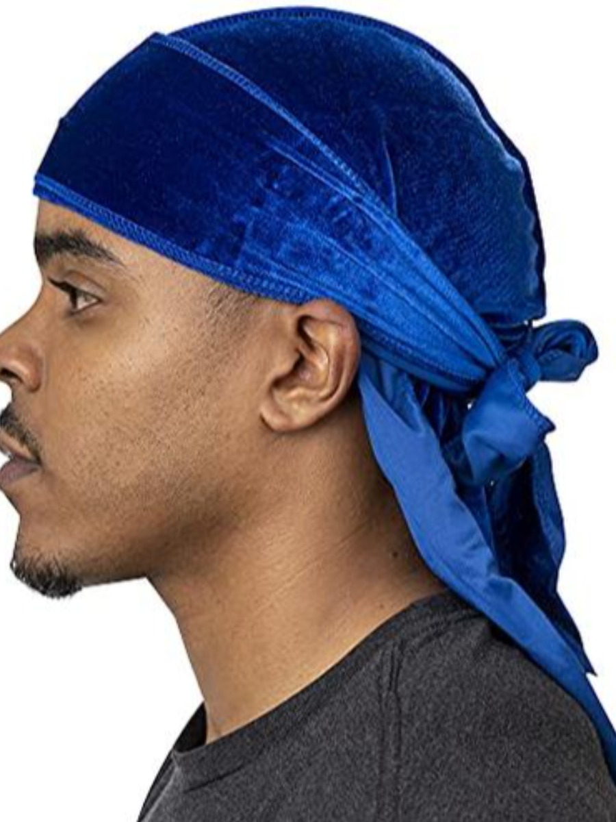 

LW Velvet Bandage Design Men Hat, Blue