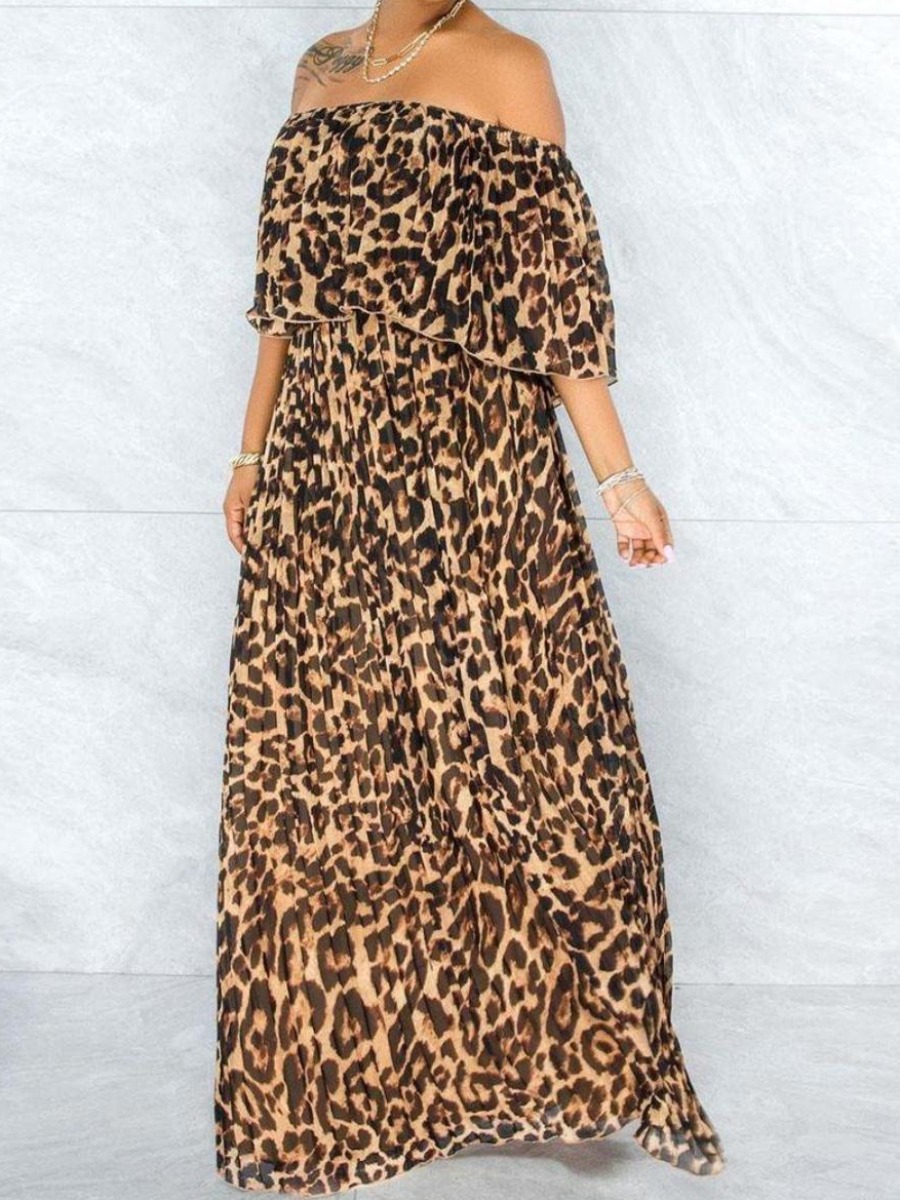 

LW Plus Size Off The Shoulder Leopard Print Dress