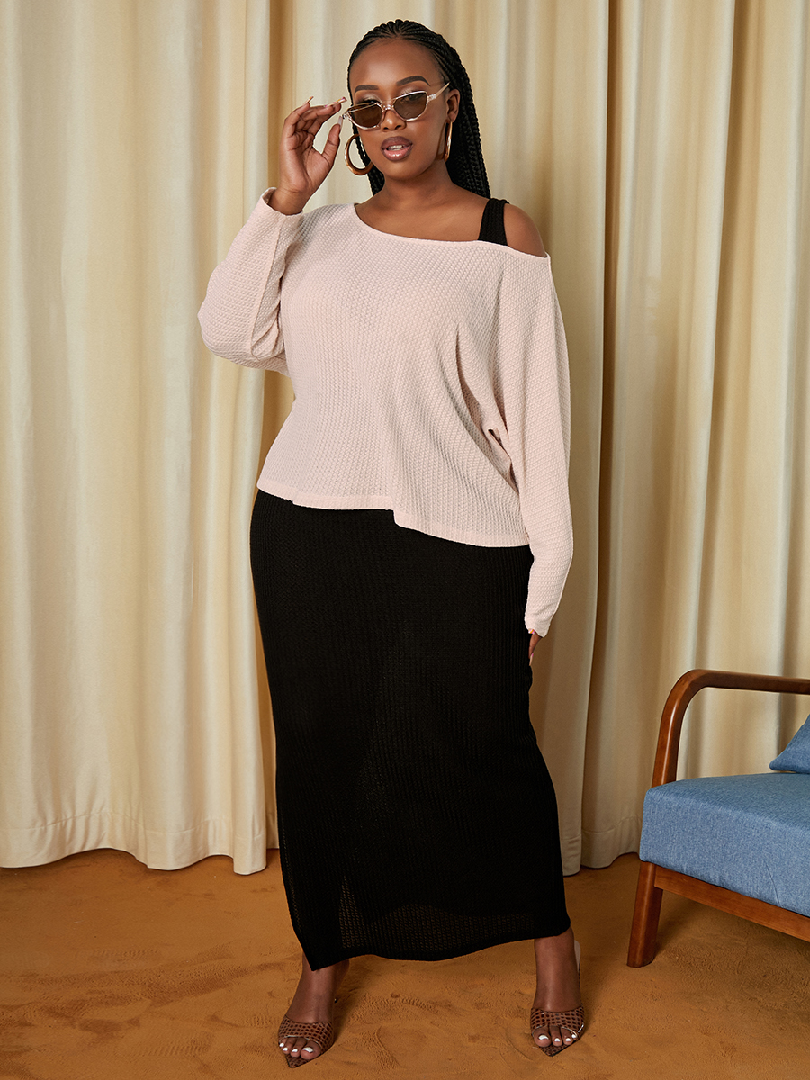 LW Plus Size Split Solid Loose Skirt Set 2X