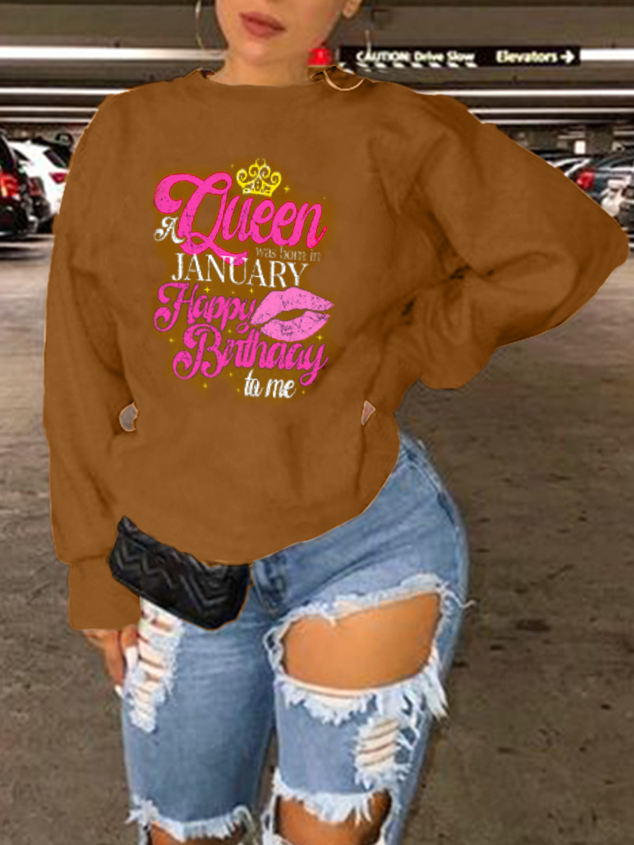 

LW Plus Size Lip Letter Sweatshirt, Khaki