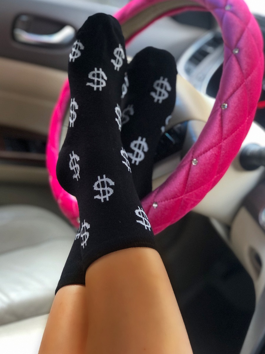 

LW COTTON Embroidered Money Socks, Black